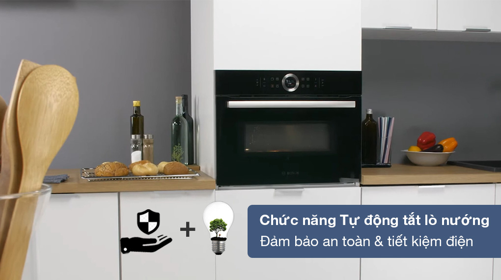 Lò nướng kèm vi sóng Bosch CMG633BB1 Serie 8 - Chức năng tự động tắt lò tiết kiệm điện