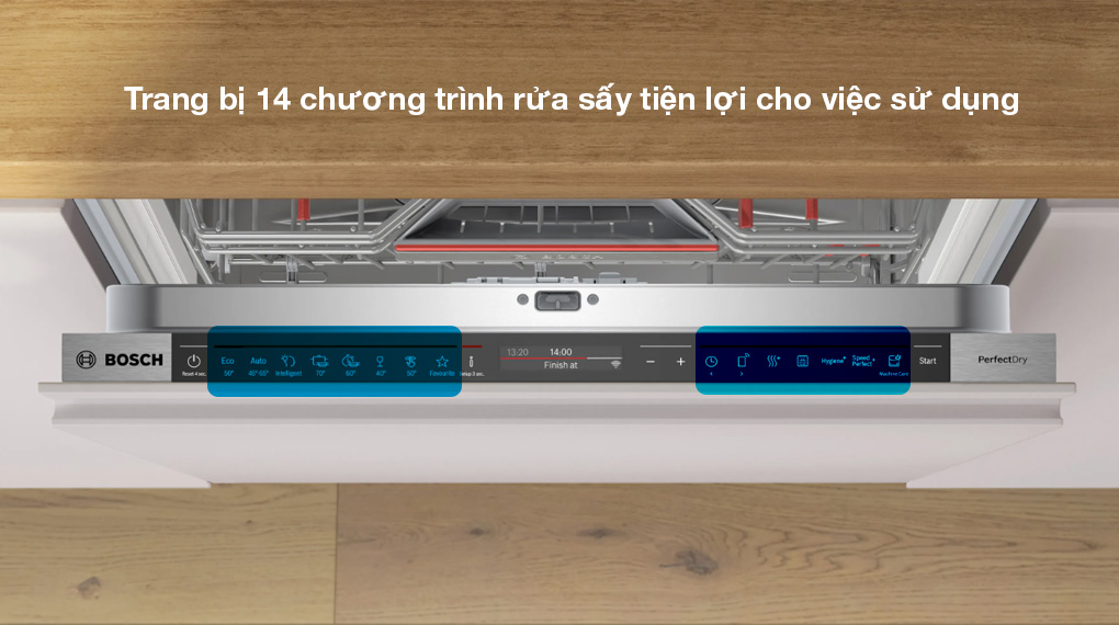 Máy rửa bát âm tủ Bosch SMD8TCX01E Serie 8 21 Máy rửa bát âm tủ Bosch SMD8TCX01E Series 8 - Trang bị 14 chương trình rửa sấy tiện lợi