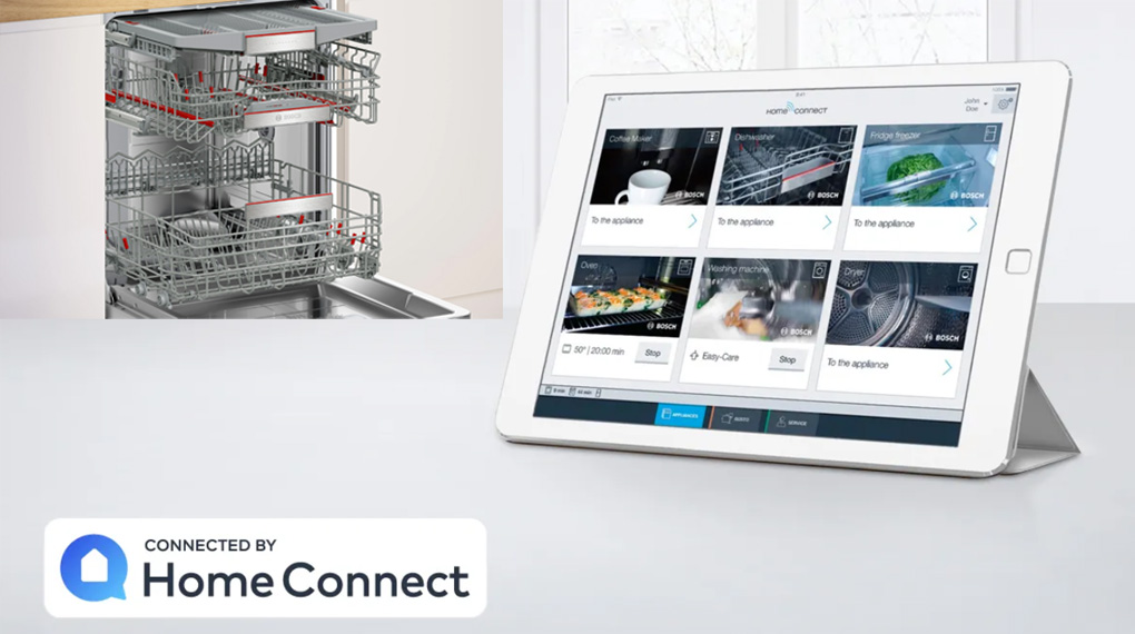 Máy rửa bát âm tủ Bosch SMD8TCX01E Serie 8 24 Máy rửa bát âm tủ Bosch SMD8TCX01E Series 8 -Điều khiển từ xa với ứng dụng Home Connect