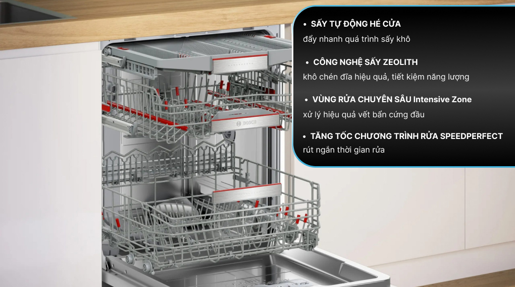 Máy rửa chén âm tủ Bosch SMV8TCX01E Serie 8 - Công nghệ Sấy - Rửa nổi bật Máy rửa chén âm tủ Bosch SMV8TCX01E Serie 8