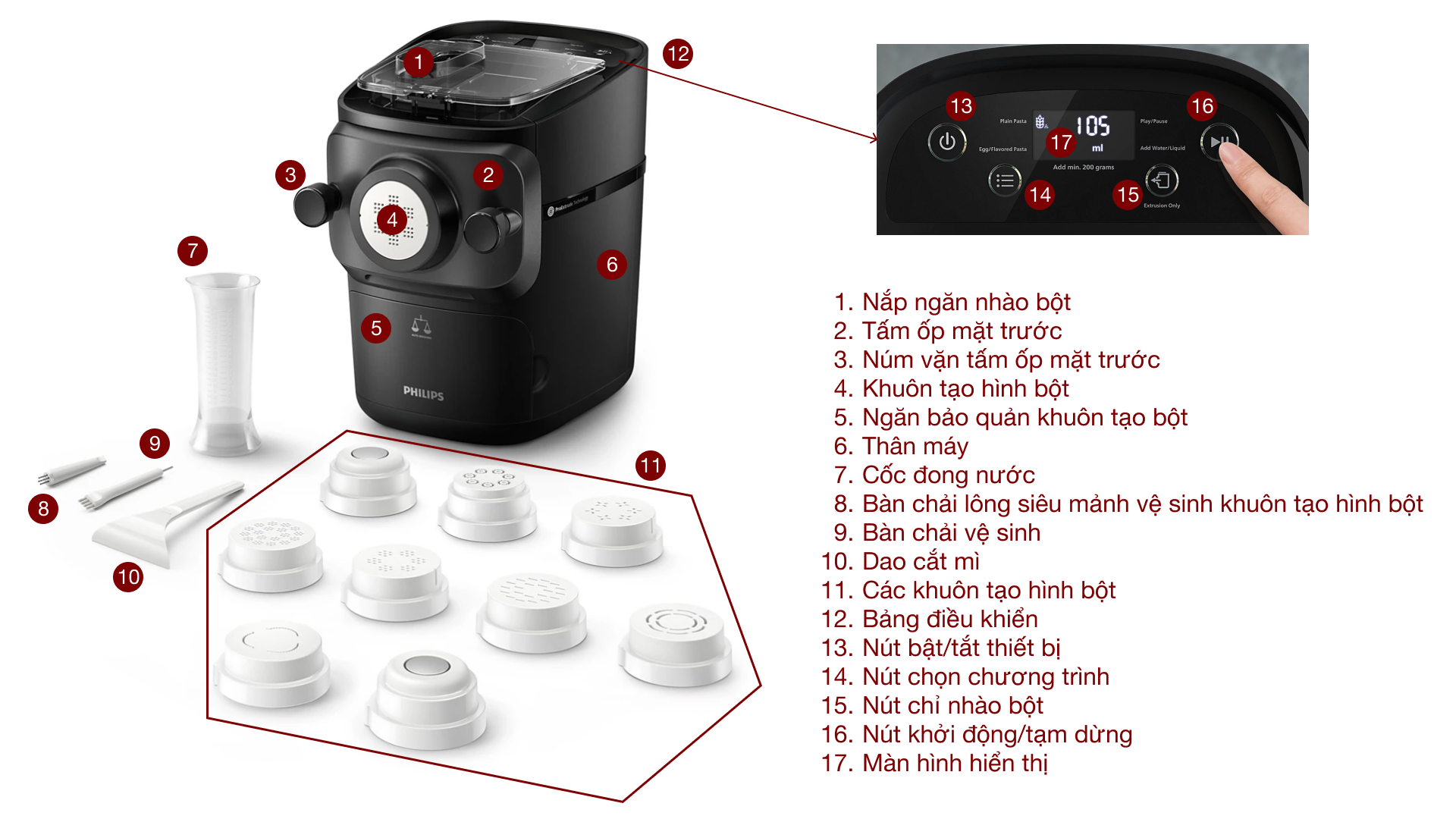 Máy làm bún mì Philips HR2665/96 Serie 7000