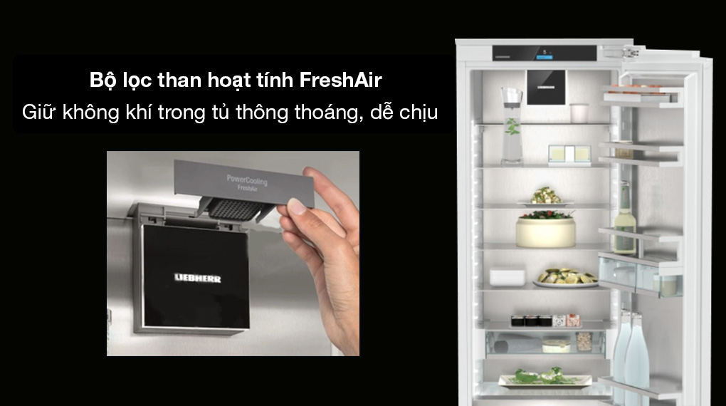 Tủ lạnh âm tủ Liebherr 296 lít IRBAd 5190 Peak BioFresh 27 Tủ lạnh âm tủ Liebherr 296 lít IRBAd 5190 Peak BioFresh - Bộ lọc than hoạt tính FreshAir giúp không gian bên trong tủ luôn thông thoáng