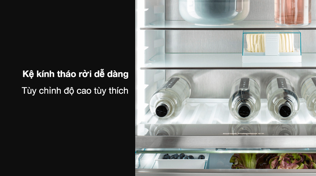 Tủ lạnh âm tủ Liebherr 296 lít IRBAd 5190 Peak BioFresh 21 Tủ lạnh âm tủ Liebherr 296 lít IRBAd 5190 Peak BioFresh - Kệ kính dễ tháo rời, tùy chỉnh được độ cao