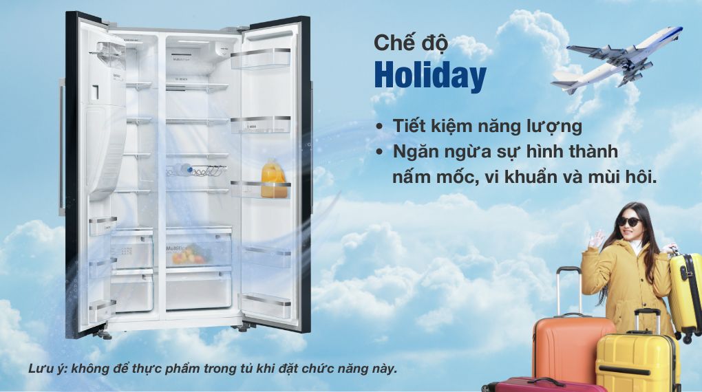 Tủ lạnh side by side Bosch 562 L KAD93ABEP Serie 6 - Chế độ Holiday Mode Tủ lạnh side by side Bosch 562 L KAD93ABEP Serie 6