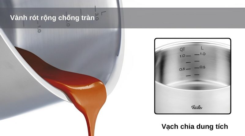 Chảo inox Fissler 086-374-24-100/0 Pure 9 Ngan chua chat tay rua 92 1 Gia Dụng Đức Đà Nẵng