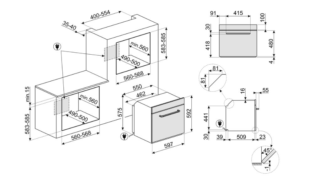 Lò nướng kèm hấp Smeg Victoria SOP6902S2P Âm tủ - Thông số lắp đặt lap dat 1 Gia Dụng Đức Đà Nẵng