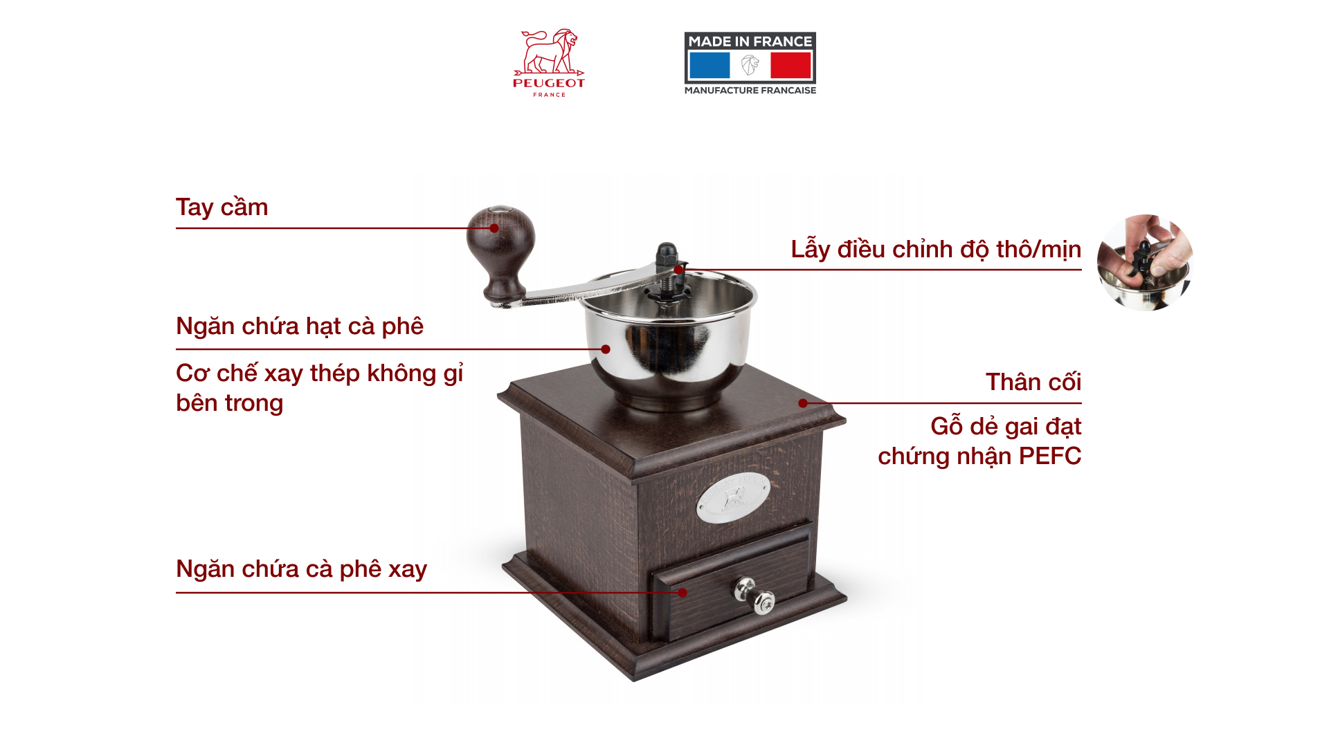 Cối xay cafe thủ công Peugeot Brésil 19401765 21 cm 12 Cối xay cafe thủ công Peugeot Brésil 19401765 21 cm