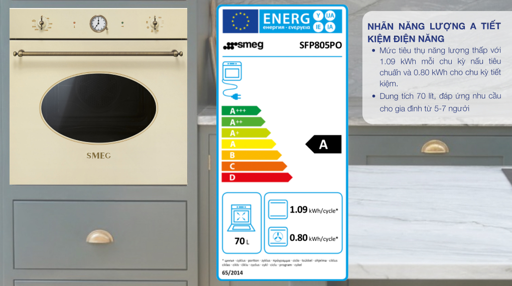 Lò nướng Smeg Coloniale SFP805 âm tủ - Công suất mạnh mẽ, dung tích lớn, tiết kiệm điện năng lo nuong smeg coloniale sfp805 am tu 14 Gia Dụng Đức Đà Nẵng
