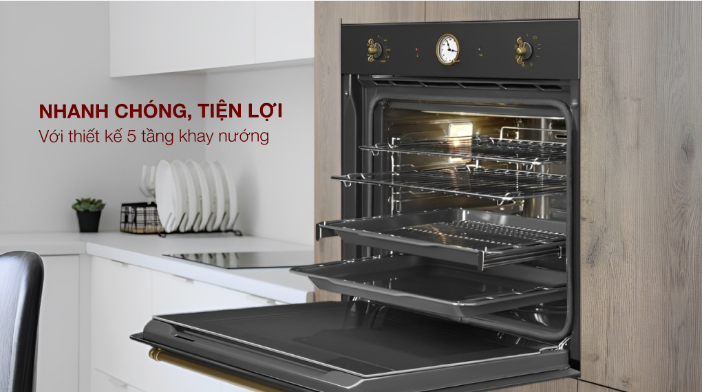 Lò nướng Smeg Coloniale SFP805 âm tủ - Nhanh chóng tiện lợi với thiết kế 5 tầng khay nướng lo nuong smeg coloniale sfp805 am tu 2 Gia Dụng Đức Đà Nẵng