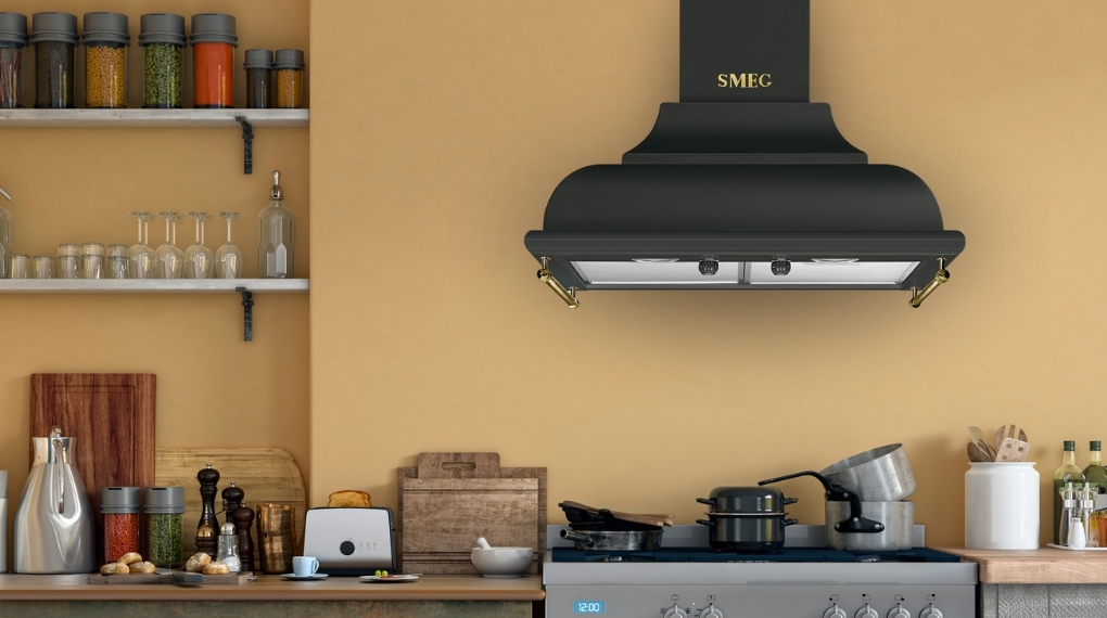 Máy hút mùi áp tường Smeg Cortina KC16 Máy hút mùi áp tường Smeg Cortina KC16