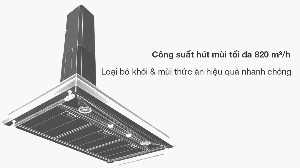 Máy hút mùi áp tường Smeg Cortina KC19 - Công suất hoạt động Máy hút mùi áp tường Smeg Cortina KC19