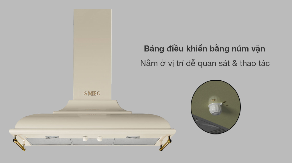 Máy hút mùi áp tường Smeg Cortina KC19 - Điều khiển trực quan, dễ sử dụng Máy hút mùi áp tường Smeg Cortina KC19