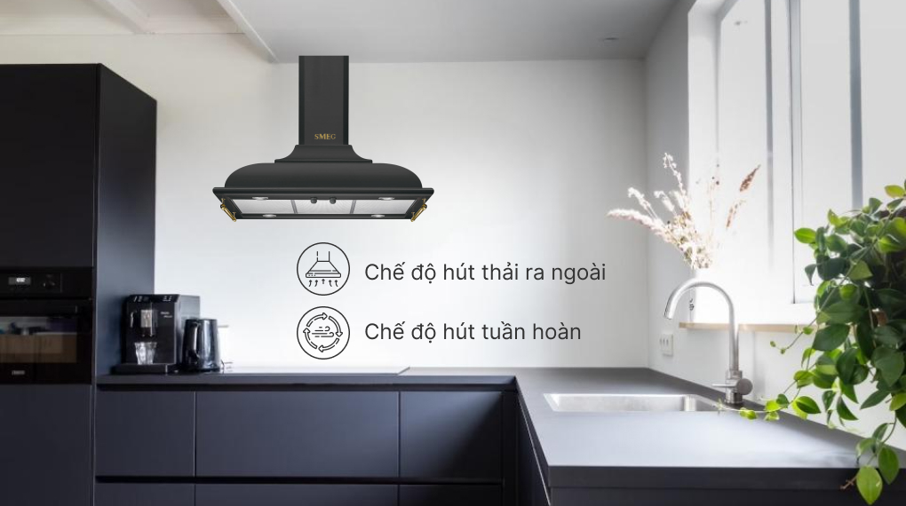 Máy hút mùi áp tường Smeg Cortina KCI19 - Các chế độ hoạt động Máy hút mùi áp tường Smeg Cortina KCI19