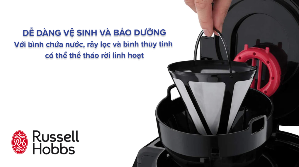 Máy pha cafe bán tự động Russell Hobbs 24033-56 Colours Plus - Vệ sinh và bảo dưỡng đễ dàng may pha cafe ban tu dong russell hobbs 24033 56 colours plus 7 1 Gia Dụng Đức Đà Nẵng