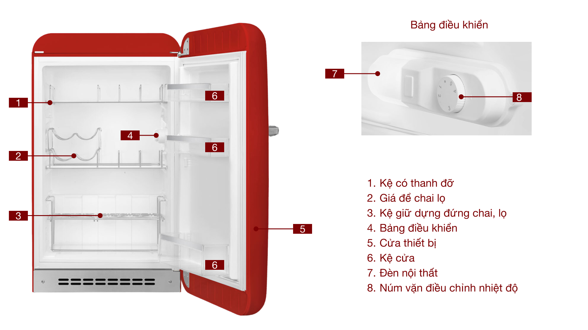 Tủ lạnh mini Smeg 135 lít FAB10H màu trơn
