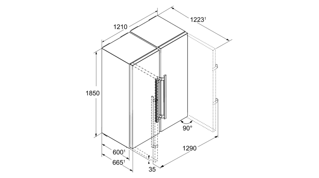 Tủ lạnh Liebherr 640 lít SBSesf 7212 - Thông số lắp đặt Tủ lạnh Liebherr 640 lít SBSesf 7212