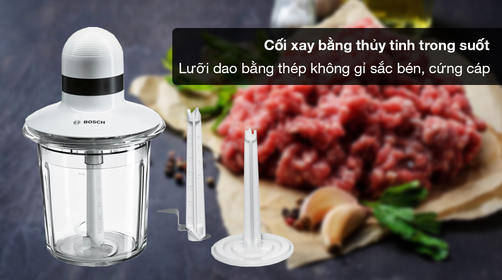 Máy xay thịt Bosch MMR15A1-Công suất 550 W, cối xay bằng thủy tinh Máy xay thịt Bosch MMR15A1-Công suất 550 W, cối xay bằng thủy tinh