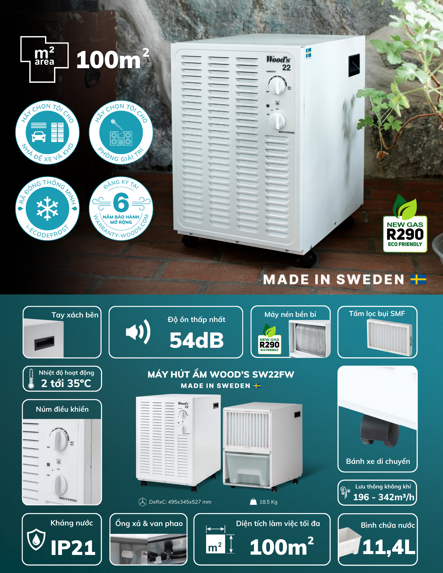 Máy hút ẩm Wood’s SW22FW - Thông tin sản phẩm SW22 1 Gia Dụng Đức Đà Nẵng