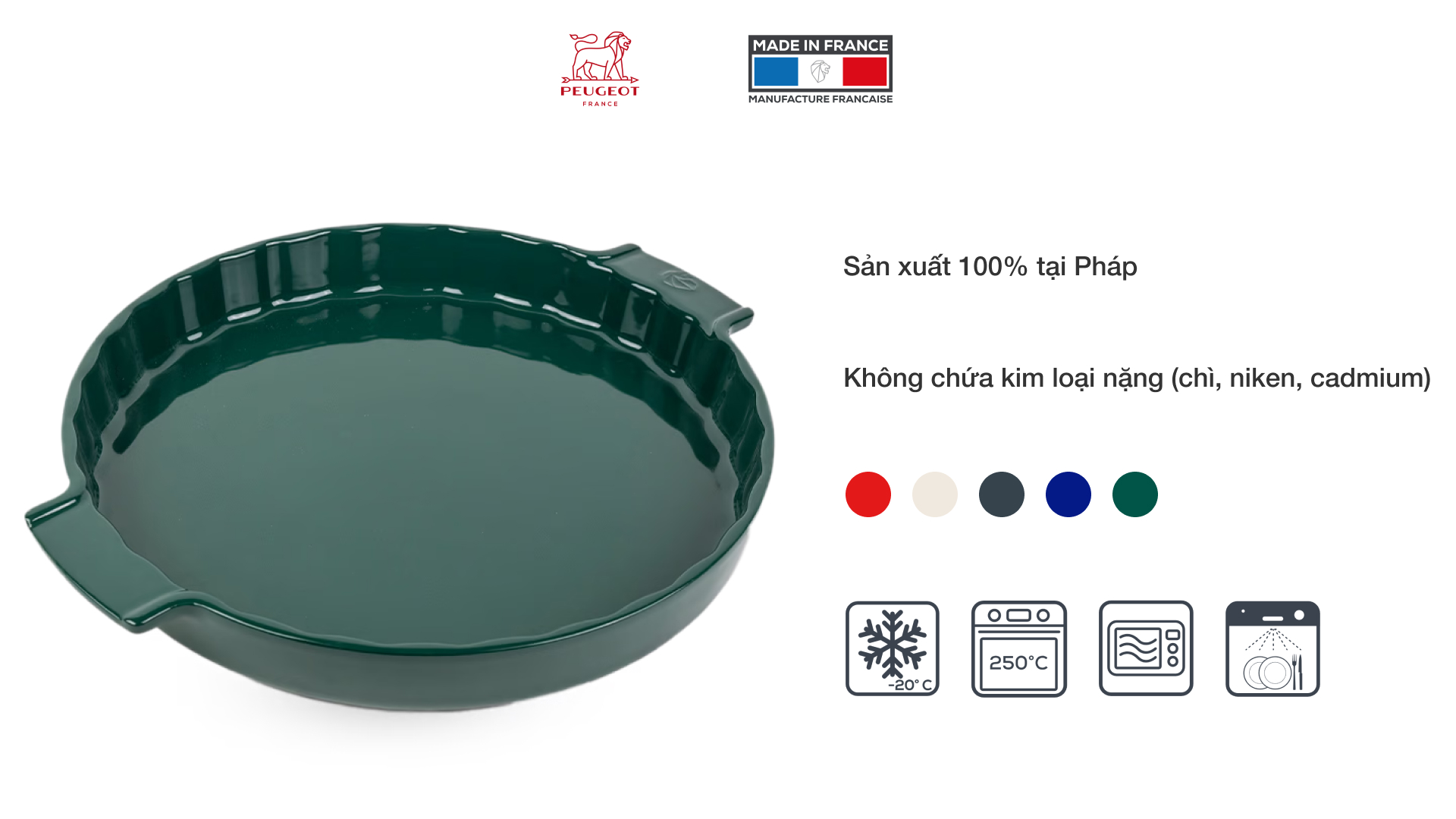 Khay nướng bánh tart gốm Peugeot Appolia 30 cm