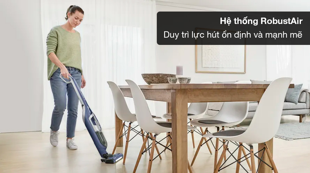 Máy hút bụi không dây Bosch BCH3K2851 Series 4 Flexxo Gen2 - Công nghệ RobustAir duy trì lực hút ổn định Máy hút bụi không dây Bosch BCH3K2851 Series 4 Flexxo Gen2 - Công nghệ RobustAir duy trì lực hút ổn định