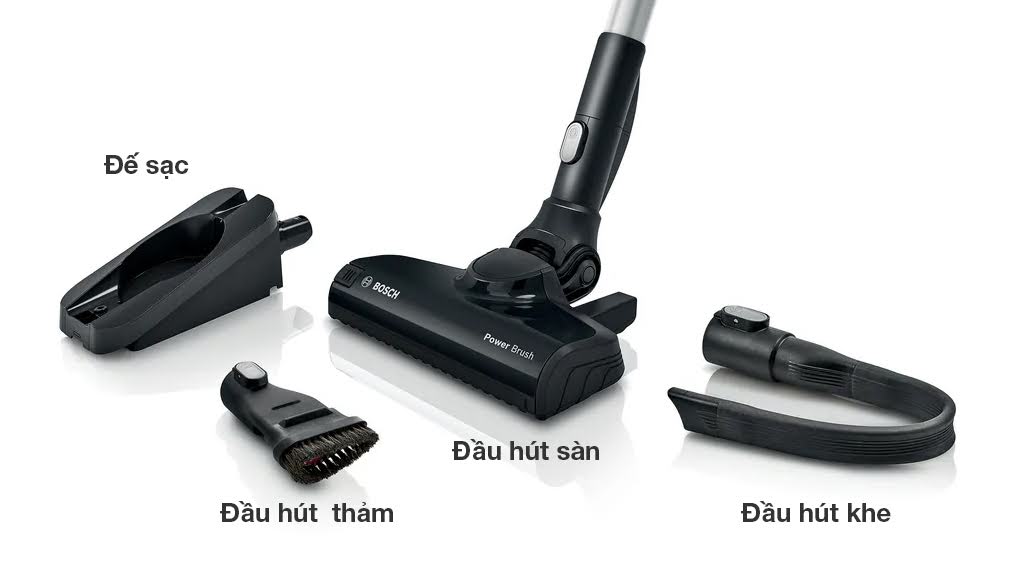 Máy hút bụi không dây Bosch BCS61113 Unlimited 6 - Trang bị 3 loại đầu hút làm sạch được nhiều khu vực may hut bui khong day bosch bcs61113 unlimited 6 5 1 Gia Dụng Đức Đà Nẵng
