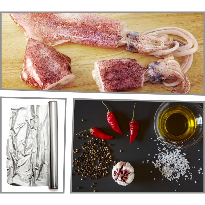 Nguyên liệu nướng mực tươi bằng lò vi sóng