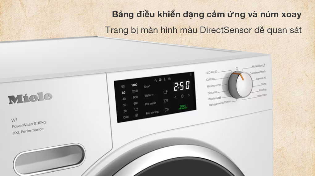 Máy giặt Miele 10 kg WWK360 WCS PWash - Bảng điều khiển dạng cảm ứng sang trọng Máy giặt Miele 10 kg WWK360 WCS PWash - Bảng điều khiển dạng cảm ứng sang trọng