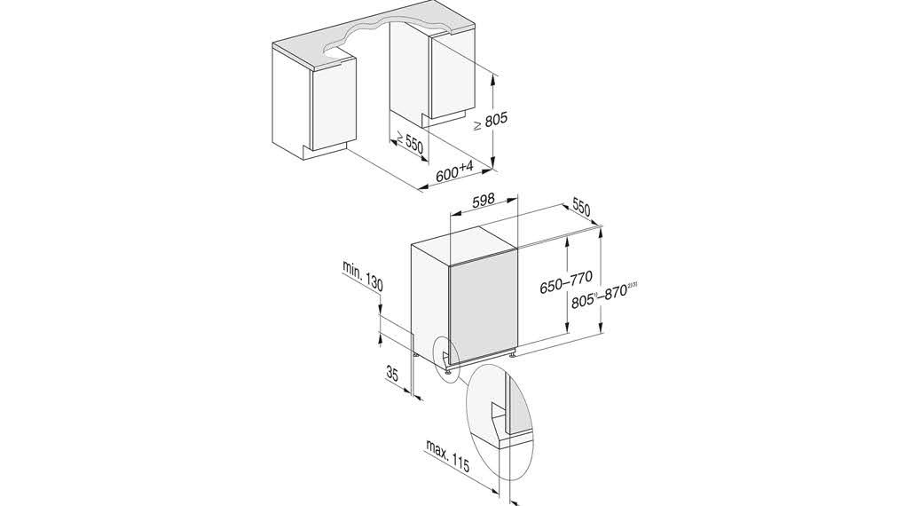 Máy rửa chén âm tủ Miele G 7650 SCVi AutoDos - Thông số lắp đặt may rua chen am tu miele g 7650 scvi autodos 3 Gia Dụng Đức Đà Nẵng